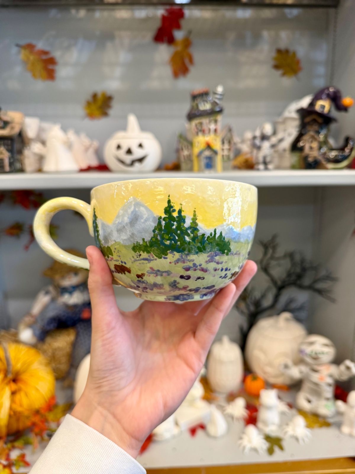 Hand-painted mountain mug from Paint Fusion