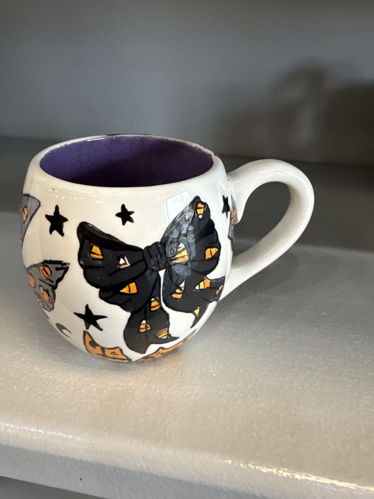 Painted Halloween mug with black cats from Paint Fusion
